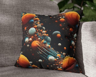 Funda de almohada abstracta cósmica, decoración espacial celestial, funda de cojín de doble cara