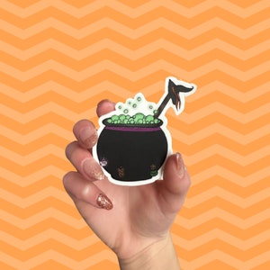 Witch Cauldron Halloween Vinyl Sticker, Die Cut Sticker, Waterproof Vinyl, Water Bottle Sticker, Cute, Fall Holidays