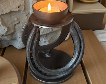 Handcrafted Horseshoe Candle Holder - Rustic Irish Steel Tealight Stand Lucky Country Home Decor
