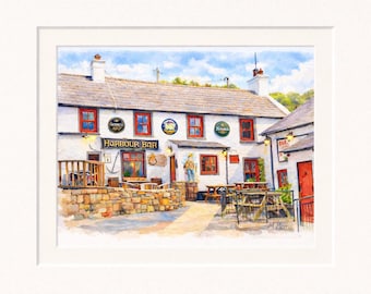 Harbour Bar, Downings – Watercolour & Ink Art Print (A4)