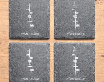 Irish  Slate Coasters: Engraved Irish  Coasters (Set of 4)