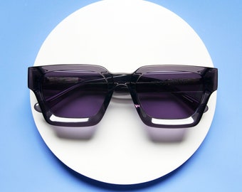 Gafas de sol cuadradas extragrandes color gris cristal, lentes gris oscuro, protección UV400