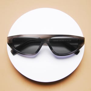 Smoke Gray Acetate Aviator Sunglasses, Geometric Triangle Frame, Polarized TAC Lenses (UV400)