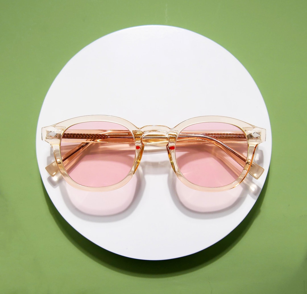 Pink Tinted Glasses, Crystal Champagne Frame, Retro Style - Etsy