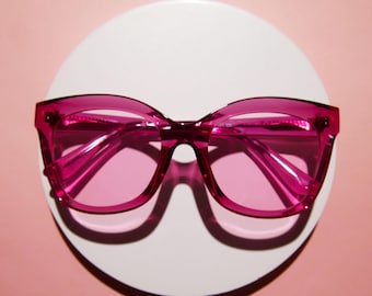 Lunettes de soleil papillon rose baie, lunettes de soleil design oversize