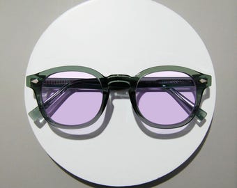 Lunettes rondes grises, verres violet clair, lunettes de soleil design, lunettes d'optique