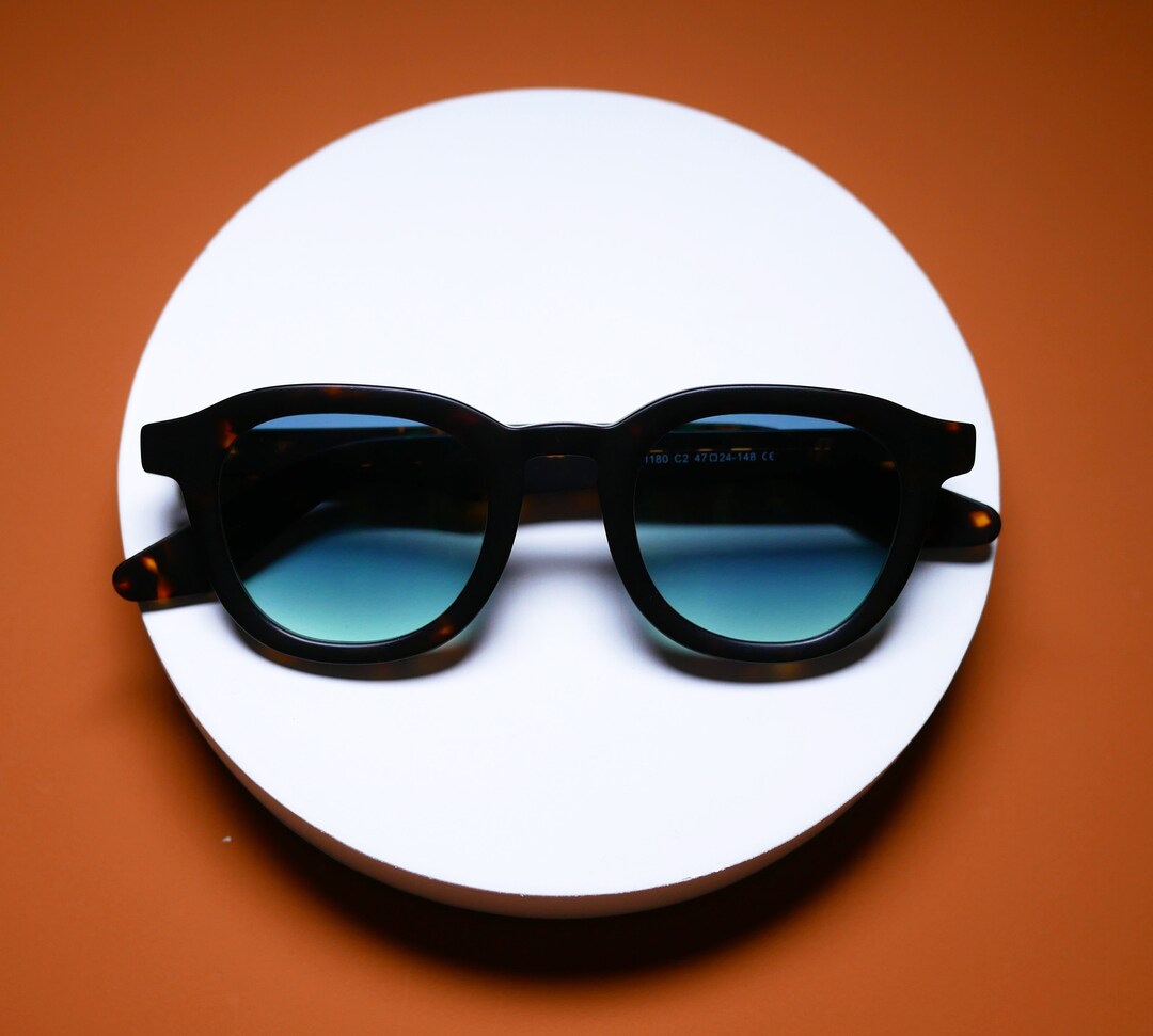 Matte Tortoise Sunglasses Dark Green Lenses Sunglasses Etsy