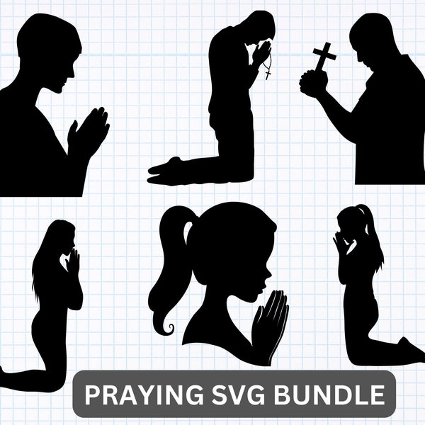 Praying Silhouette , Christian svg , Silhouette Women praying, Religious svg, Praying Hands Svg, Pray Clipart, Praying Man svg