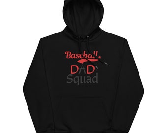 Baseball Dad Squad tee with blk&red letters for proud papa