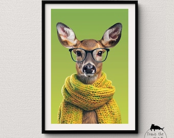 Cervos Relaxando | Arte de Parede para Amantes de Animais da Floresta, Impressões Estéticas, Impressões em Tela, Presente Moderno para Professores