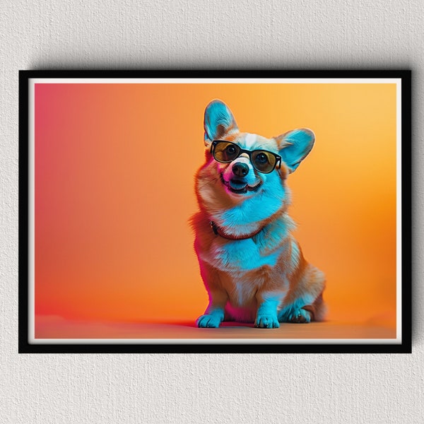 Corgi Puppy Wall art | Chilling | Wall Art for the Animal Lover, Aesthetic Prints, Fine Art Print, Modern Dog art, Corgi Lover