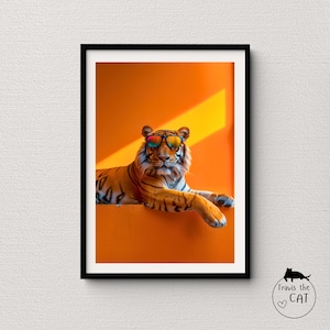 Tiger Wall Art, Poster, Chilling | Wall Art for the Animal Lover, Aesthetic Prints, Canvas Prints, Big Cat Print, Tiger Print