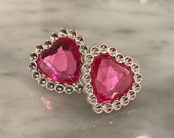 Princess-Inspired Pink Heart Earrings