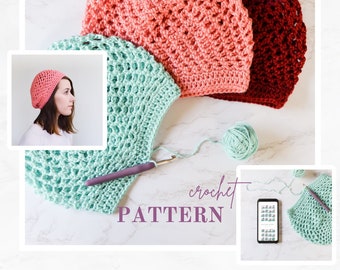 Beanie Crochet Pattern Hat, Cute Beret for Women - Adventure Beanie