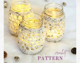 Crochet Pattern for Mason Jar Cover, Crochet Decor Glass Cozy