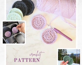 Car Coasters Crochet Pattern, Interior Car Decor, Cup Holder Inserts - Venture Car Coasters