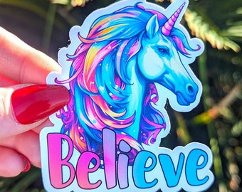 Rainbow Believe Unicorn Sticker