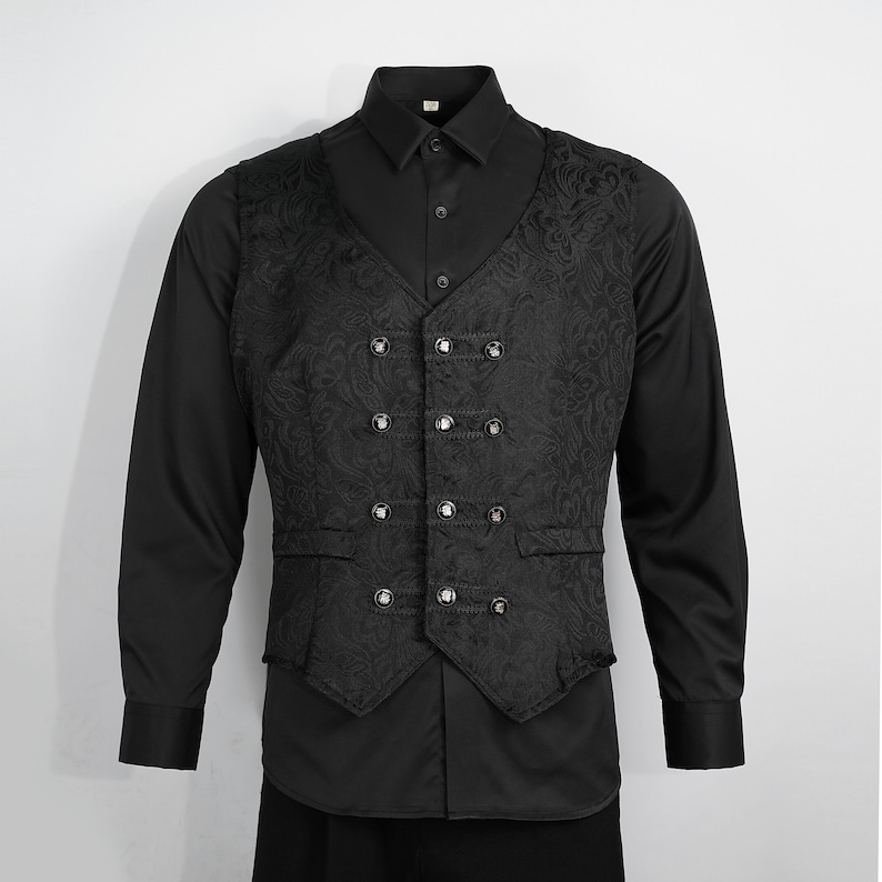 Black Steampunk Vest Gothic Paisley Victorian Waistcoat Renaissance ...
