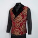 Men's Gothic Waistcoat Vest Red Paisley Velvet Steampunk Regency/Victorian Suit Vest Steampunk