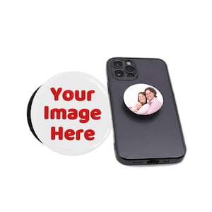 200 Custom Phone Grips • Personalized Photo Gifts, Black Round Phone Holder • Belmont Press