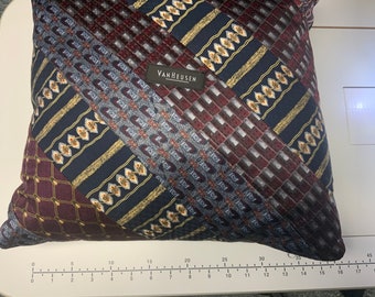 16”square repurposed Necktie Pillow #3