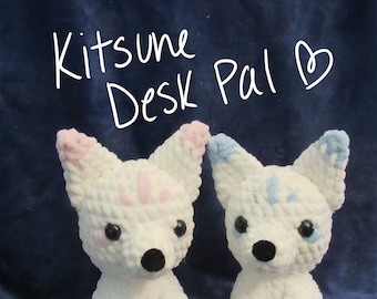 Crochet Kitsune Desk Pal: Handmade Fox Plush
