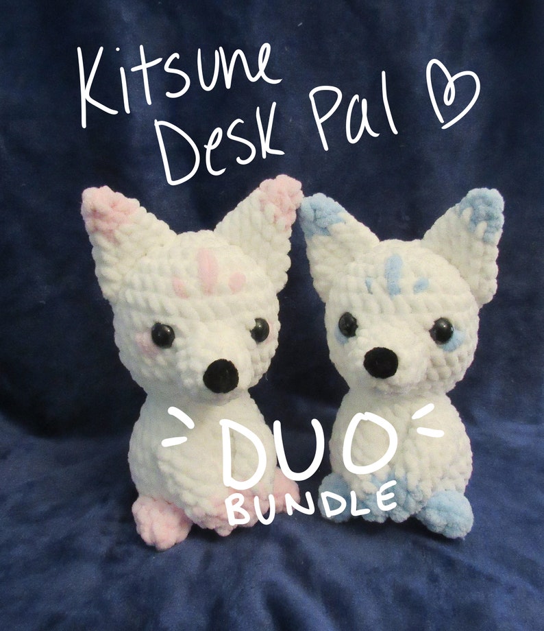 Kitsune Desk Pal Duo Bundle Crochet Kitsune Plush Crochet - Etsy