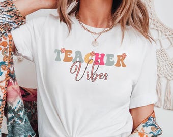Comfort Colors Teacher Vibes Shirt, Floral Educator Tee