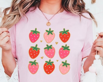 Comfort Colors Jordgubbs-T-shirt: Kawaii Fruktgrafik-T-shirt