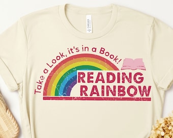 Retro Reading Rainbow Shirt, Book Lover Tee, Teacher Gift