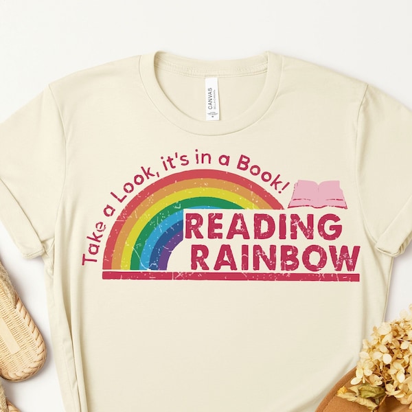 Reading Rainbow Shirt, Retro Librarian Shirt, Teacher Appreciation Shirt, Book Lover Gift, Bookworm Tee, Retro Comfort Rainbow School Shirt