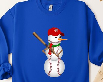 Snowman Baseball Christmas Sweatshirt, Holiday Baseball Tee