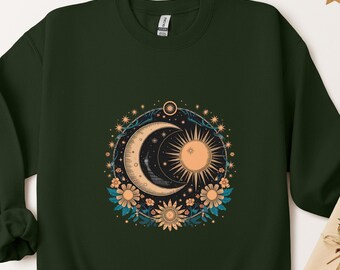 Celestial Sun & Moon Sweatshirt: Cosmic Boho Hoodie