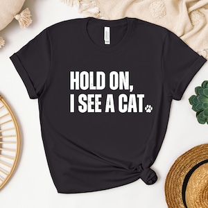 Shirt grappig kattenliefhebber: gemakkelijk afgeleid door katten-T-shirt
