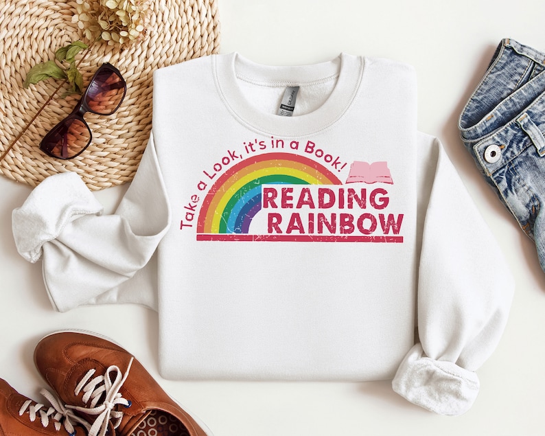 Retro Reading Rainbow Shirt, Book Lover Tee, Teacher Gift image 6