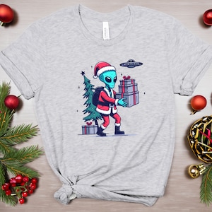 Alien Christmas Shirt, Extraterrestrial Holiday Tee, UFO Xmas Gift, Funny Alien Shirt, Festive Space Shirt, Holiday T-shirt, UFO Lover Shirt