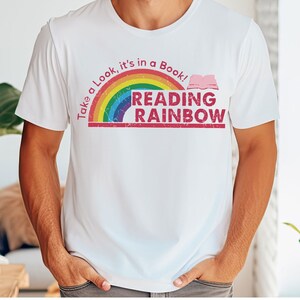 Retro Reading Rainbow Shirt, Book Lover Tee, Teacher Gift image 4
