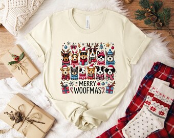 Merry Woofmas T-Shirt: Dog Lover Christmas Holiday Tee
