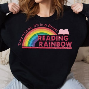 Retro Reading Rainbow Shirt, Book Lover Tee, Teacher Gift image 5