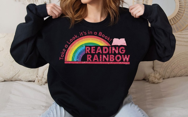 Retro Reading Rainbow Shirt, Book Lover Tee, Teacher Gift image 5
