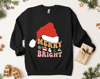 Merry and Bright Christmas Sweatshirt: Cozy Holiday Crewneck