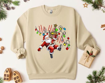 Santa Christmas Lights Sweatshirt: Festive Holiday Sweater