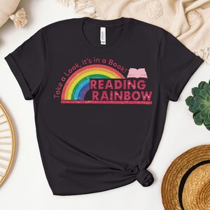Retro Reading Rainbow Shirt, Book Lover Tee, Teacher Gift image 3