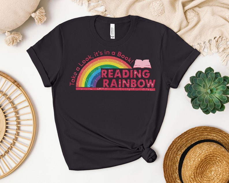 Retro Reading Rainbow Shirt, Book Lover Tee, Teacher Gift image 3
