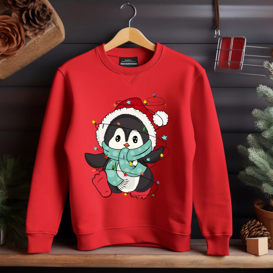 Penguin Christmas Sweatshirt, Animal Crewneck, Animal Lover Sweatshirt