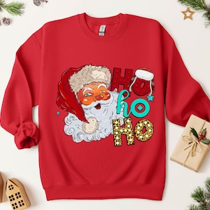 Ho Ho Ho Santa Claus Christmas Sweatshirt, Fun Santa Reindeer Shirt, Holiday Party Sweater, New Year Hoodie, Cozy Christmas Gift for All