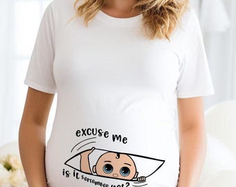 Excuse Me Is It September Yet Shirt: Funny Pregnancy Announcement Tee