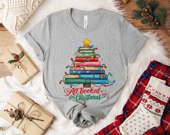 Book Christmas Tree Sweatshirt, Gift for Librarian, Bookworm Holiday Tee