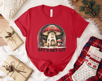 Mushroom Christmas Tree Shirt: Cottagecore Holiday Tee