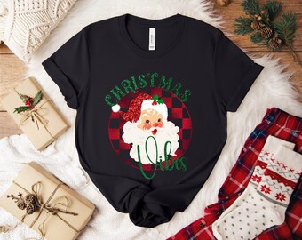 Retro Santa Christmas Vibes T-Shirt: Festive Holiday Tee